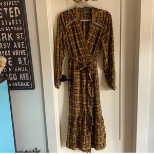 NWOT Anthropologie plaid wrap midi dress